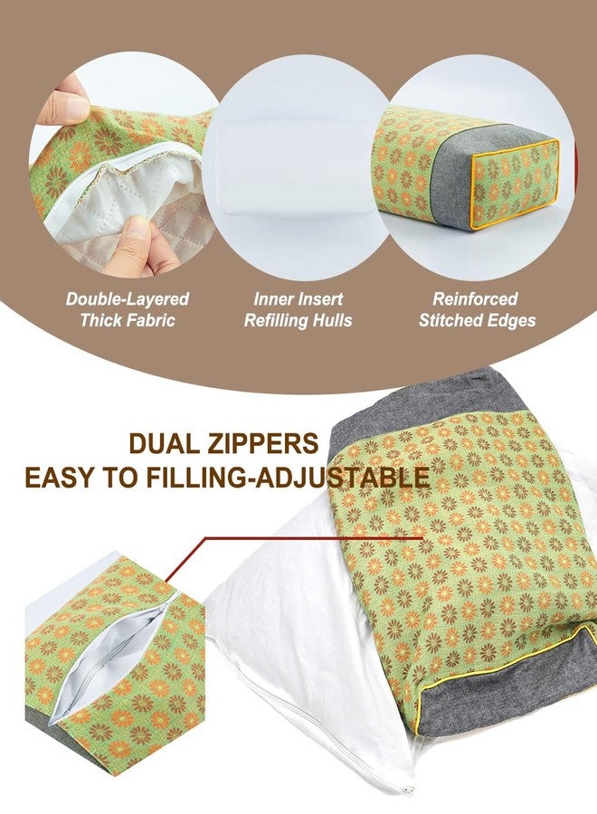 EDMILE Buckwheat Pillows for Sleeping, Cube Pillow for Neck Pain Relief, Adjustable Loft and Firm, Washable Zipper Pillowcases, Rectangle Neck Support for Sleep, 20x10 inch (Green) - Image 4