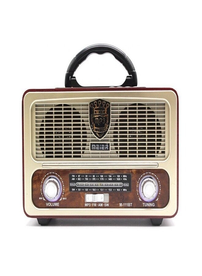 MEIER M-111BT Portable Antique Radio Nostalgic Wooden Retro FM Radio With AM | FM | SW Band Frequency, USB | SD | TF Card Slot, AUX and Bluetooth Remote Modern Feature Vintage Radio - Image 1
