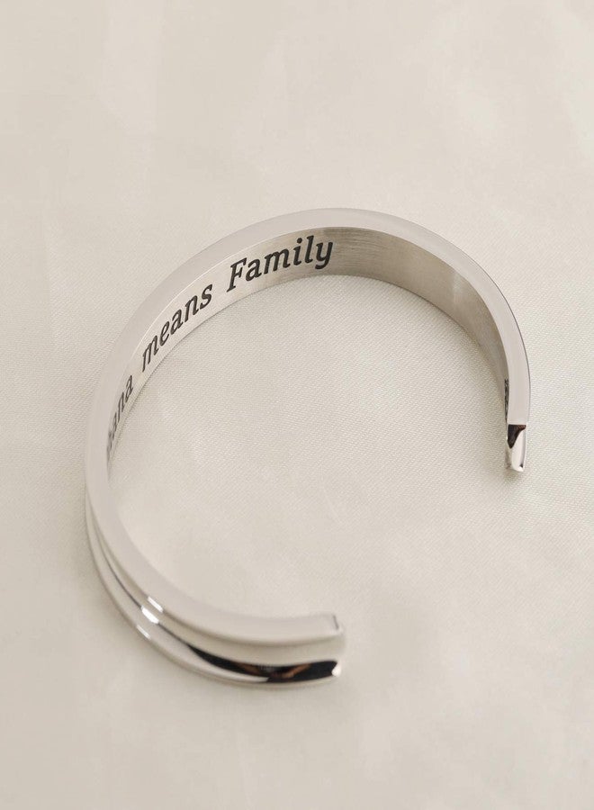 WUSUANED Hawaiian Word Hibiscus Hair Tie Grooved Cuff Bangle Bracelet Hawaii Jewelry Gift For Family Best Friends (ohana means family silver) - Image 3