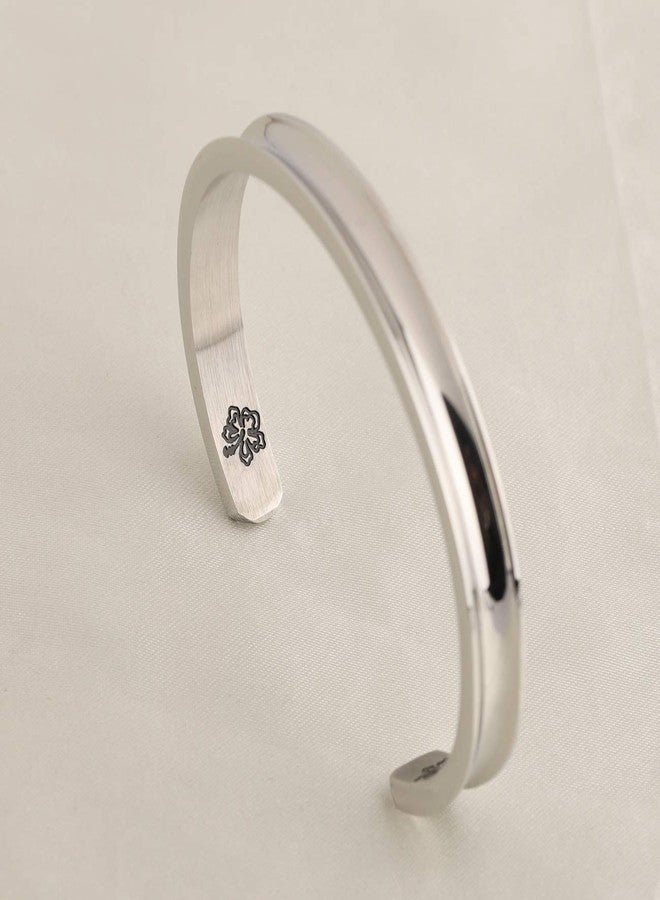 WUSUANED Hawaiian Word Hibiscus Hair Tie Grooved Cuff Bangle Bracelet Hawaii Jewelry Gift For Family Best Friends (ohana means family silver) - Image 4