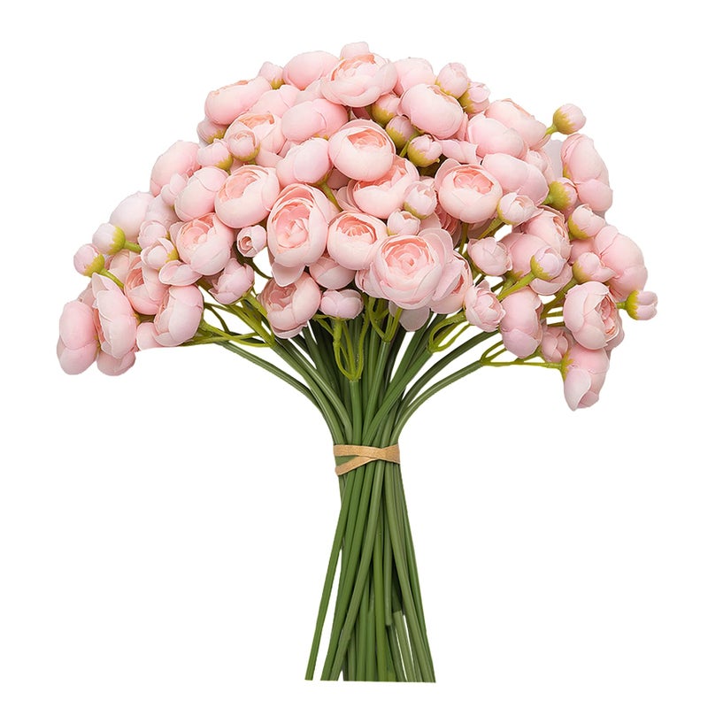 Meldel Ranunculus Artificial Flower 32 Pcs Set, Pink Faux Silk Mini Ranunculus Flowers for DIY Bouquet, Bulk Fake Wedding Filler Flowers for Centerpieces Arrangements Bridal Shower Decorations - Image 1