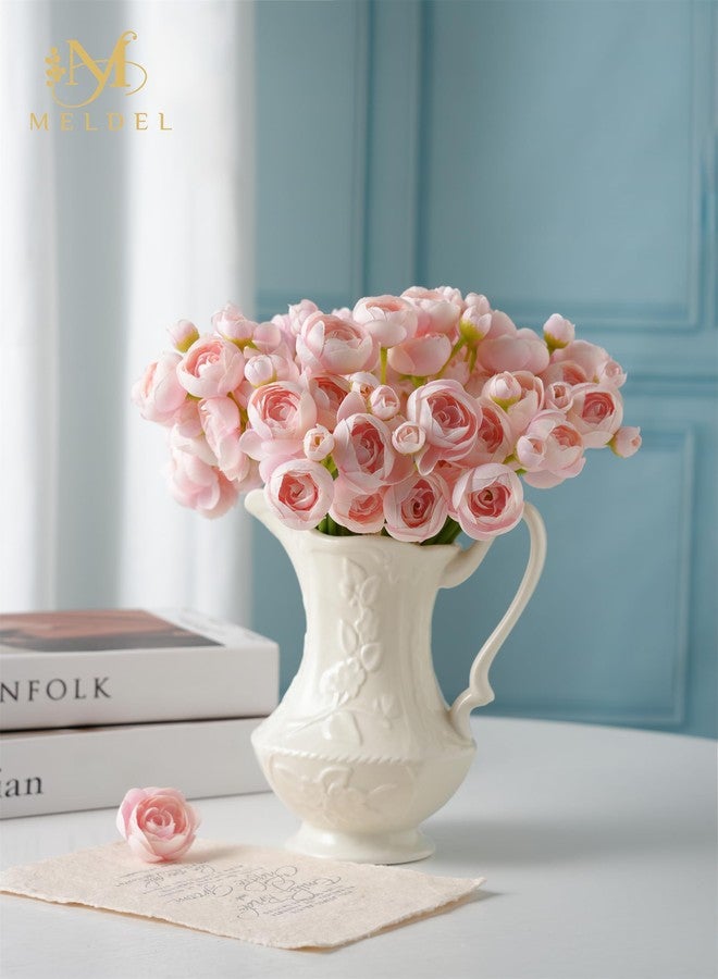 Meldel Ranunculus Artificial Flower 32 Pcs Set, Pink Faux Silk Mini Ranunculus Flowers for DIY Bouquet, Bulk Fake Wedding Filler Flowers for Centerpieces Arrangements Bridal Shower Decorations - Image 2