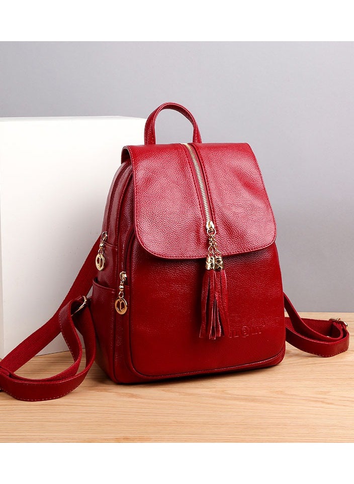 KUYING New Fashion Shoulder Soft Leather Anti Theft Backpack  - Image 1