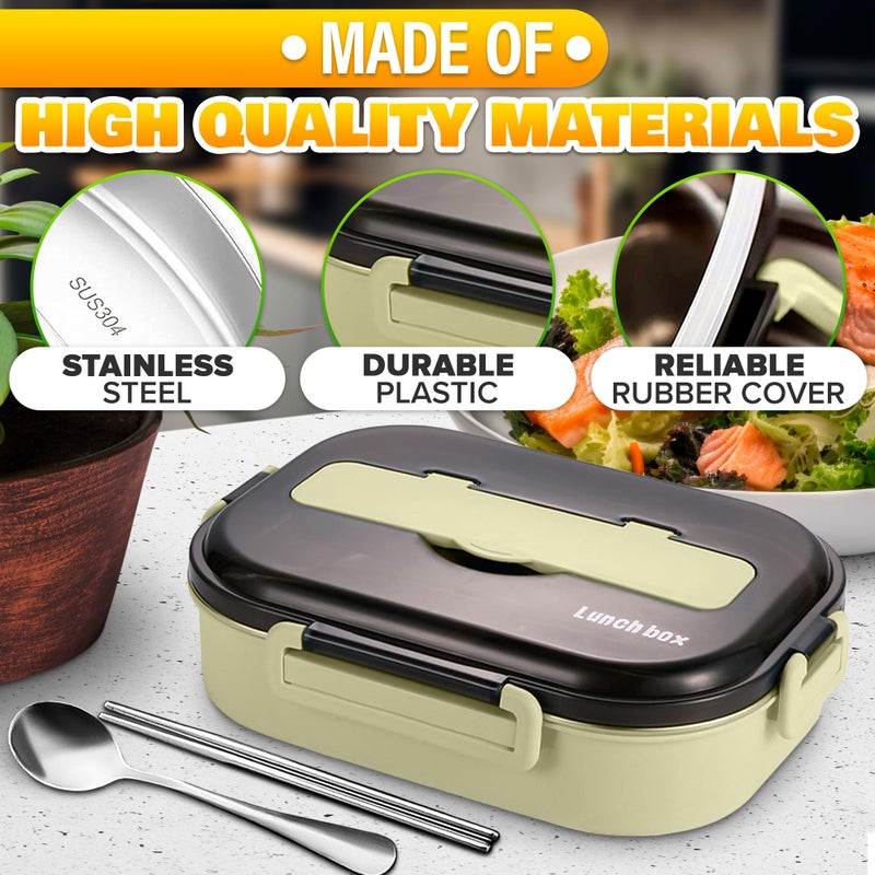 Reluen Hot Meal Retaining Lunch Container - Hot Food Toper, Office Lunch Containers with Compartments, Stainless Steel & Durable Plastic, Easy Use & Clean | Cutlery Set Included, Great For Office and Travels - Image 3