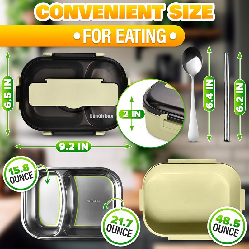 Reluen Hot Meal Retaining Lunch Container - Hot Food Toper, Office Lunch Containers with Compartments, Stainless Steel & Durable Plastic, Easy Use & Clean | Cutlery Set Included, Great For Office and Travels - Image 2