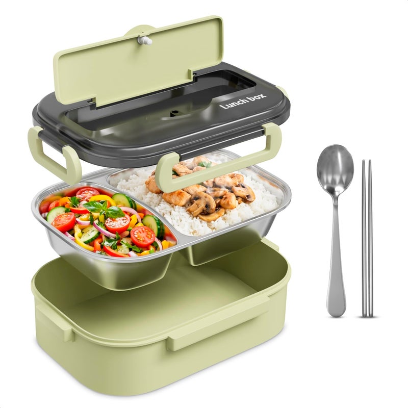 Reluen Hot Meal Retaining Lunch Container - Hot Food Toper, Office Lunch Containers with Compartments, Stainless Steel & Durable Plastic, Easy Use & Clean | Cutlery Set Included, Great For Office and Travels - Image 1