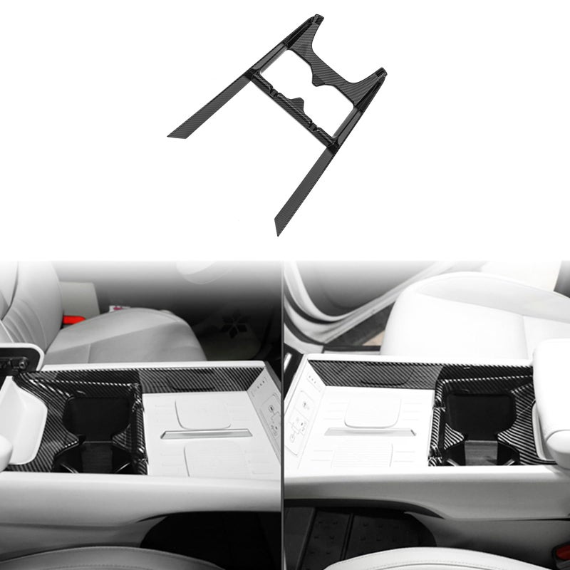 إطار غطاء حامل أكواب الماء في الكونسول المركزي للسيارة بتصميم ألياف الكربون من JUIVEEL، متوافق مع هيونداي سانتا في 2024 2025، ملحقات