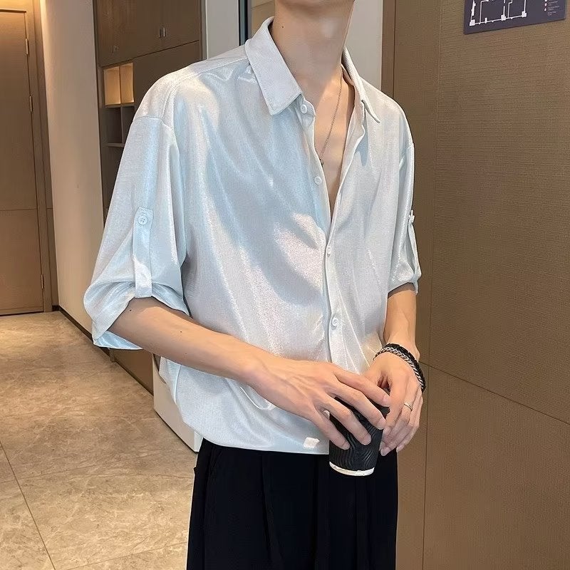 2023 new summer Japanese style texture fashionable gradient printed Hong Kong style short sleeve t-shirt for men and women - Image 1