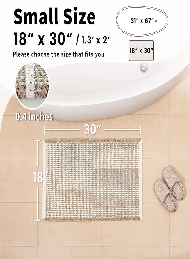GRLYUH Waffle Bath Mat - Boho Bathroom Rugs Non Slip Washable, Super Absorbent & Quick Dry, Small Bath Mats Farmhouse Bathroom Decor, 18'' x 30'', Khaki and White - Image 2