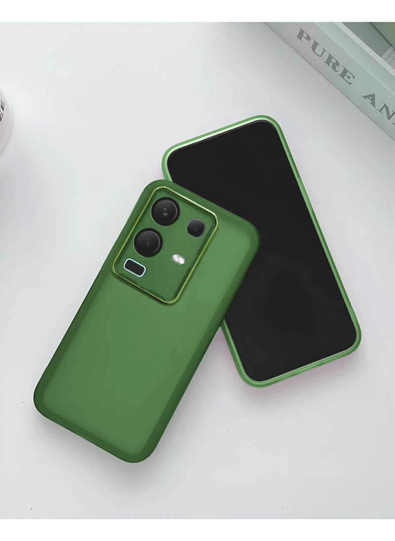 Wtech Infinix Note 50 4G 2025 Soft Transparent Camera Lens Protection TPU Silicone Ultra Thin Phone Stylish Electroplated Camera Border Back Case Cover - Olive  - Image 2