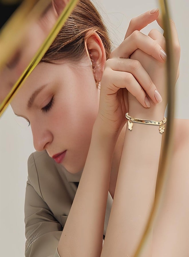 DS Motivational Tube Bracelet For Women Butterfly Daisies Charm Believe in you like i do Inspirational Friendship Bracelets Exquisite Stainless Steel Jewelry Gift To Daughter Best Friend Bestie-Gold - Image 5