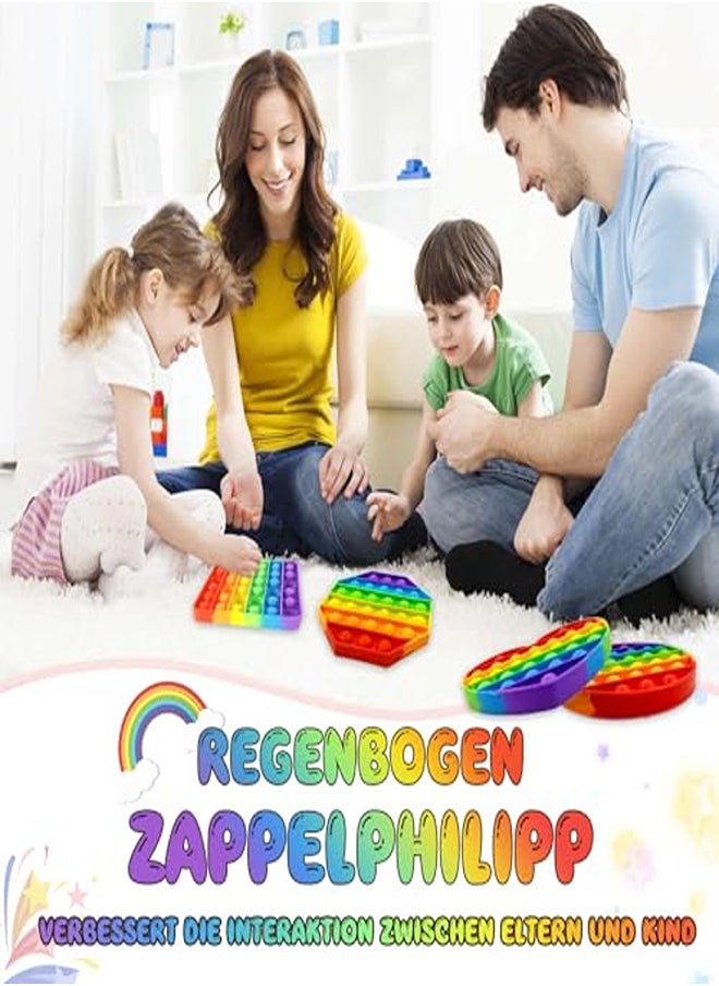 Generic Pack of 4 Sensory Fidget Toy, Pop Bubble Sensory Fidget Toy, Anxiety Relief Finger Toy, Silicone Toy, Rainbow, Autism, ADHD, Special Needs for Children and Adults  - Image 2