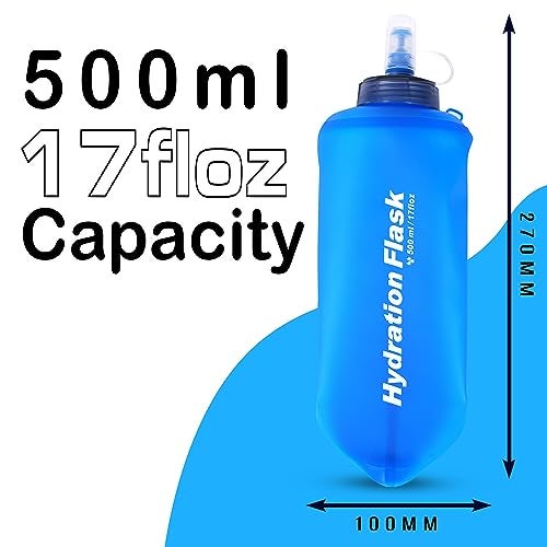One Zone Shop - Soft Flask For Hydration Pack - Ideal Sipper For Running | Hiking | Cycling | Climbing - Collapsible Water Bottle (17 Floz - 500 Ml) - Plastic, Blue - Image 2
