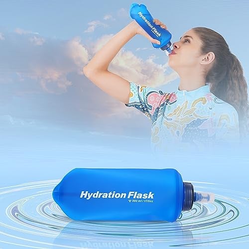 One Zone Shop - Soft Flask For Hydration Pack - Ideal Sipper For Running | Hiking | Cycling | Climbing - Collapsible Water Bottle (17 Floz - 500 Ml) - Plastic, Blue - Image 3