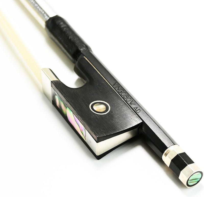 VINGOBOW Carbon Fiber Violin Bow 3/4 Size 100V Advanced Level 69cm Three Quarters Parisian Eyes Ebony Frog Real Mongolian White Horse Hair Warm Clear Tone Straight Smooth Screw Great Flexibility - Image 3
