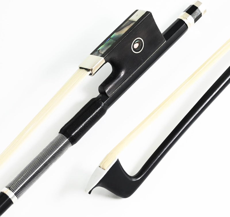 VINGOBOW Carbon Fiber Violin Bow 3/4 Size 100V Advanced Level 69cm Three Quarters Parisian Eyes Ebony Frog Real Mongolian White Horse Hair Warm Clear Tone Straight Smooth Screw Great Flexibility - Image 1