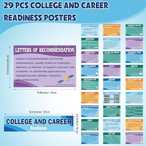 Outus 29 Pcs College and Career Readiness Posters Bulletin Board Kits for High School Classroom Decorations College Jobs and Career Interactive Bulletin Board Set Higher Educational PosterSoft - Image 3