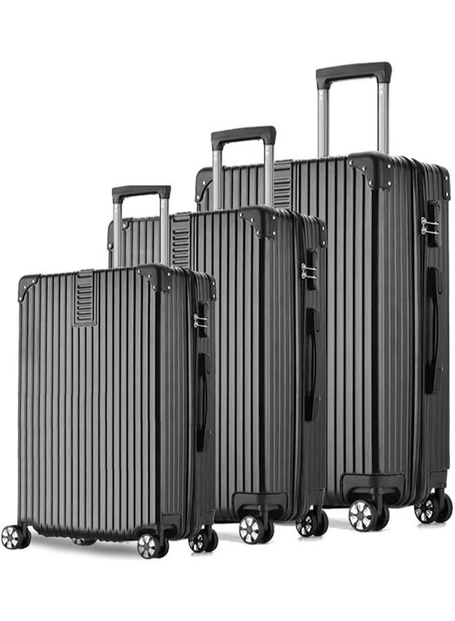 XiuWoo 3-Piece Durable PC+ABS Hardshell Luggage Set with 360° Spinner Wheels Multi-Size 20/24/28 Inch Scratch-Resistant Lightweight Suitcases for Air Travel Family Business Trips,Black - Image 1