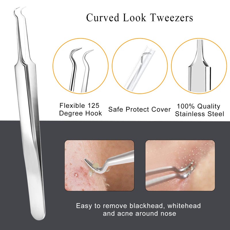 Boxoyx Pimple Popper Tool Kit - 6 Pcs Blackhead Remover Comedone Extractor Tool Kit with Metal Case for Quick and Easy Removal of Pimples, Blackheads, Zit Removing, Forehead, Facial and Nose(Silver) - Image 5
