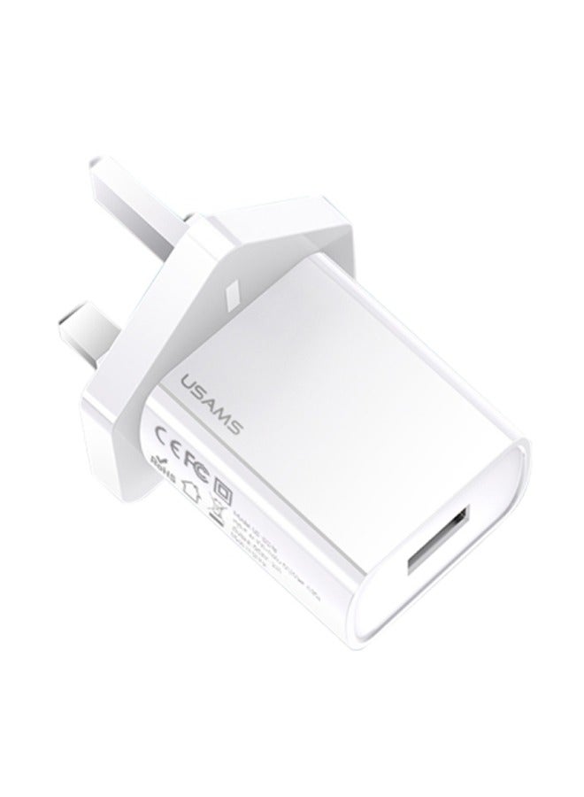 Usams Portable Fast Charger UK Plug Single USB 2.1A Travel Charging Adaptor For Smartphone - Image 1