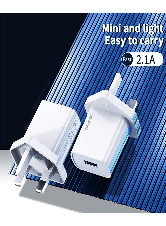 Usams Portable Fast Charger UK Plug Single USB 2.1A Travel Charging Adaptor For Smartphone - Image 5