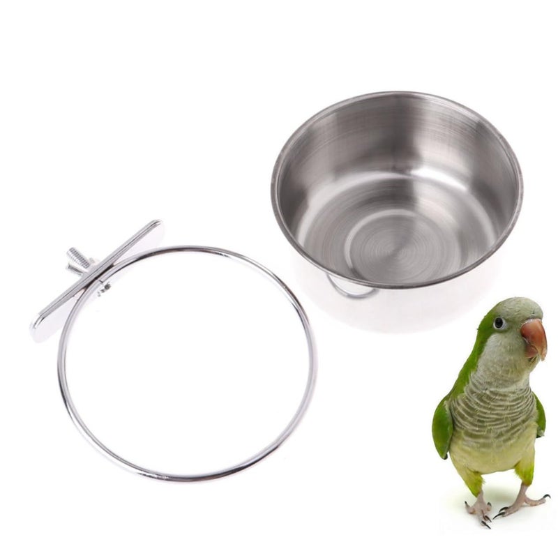 Stainless Steel Parrot Feeding Bowl Medium Pet Food Box Water Basin Removable Easy Cleaning - Image 2
