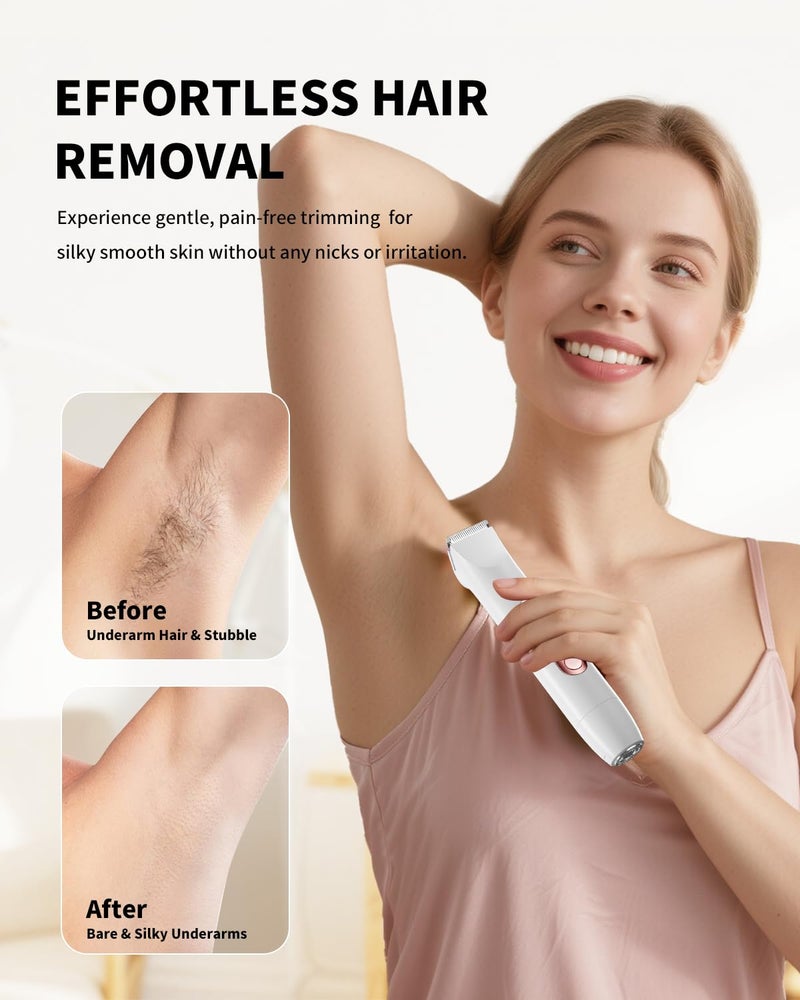 Ufree Bikini Trimmer Electric Razors for Women Dual Head, Pubic Body Hair Trimmer Electric Shaver for Face, Legs, Arm, Rechargeable Lady Shaver Waterproof, Summer Grooming Kit, Gifts for Her - Image 5