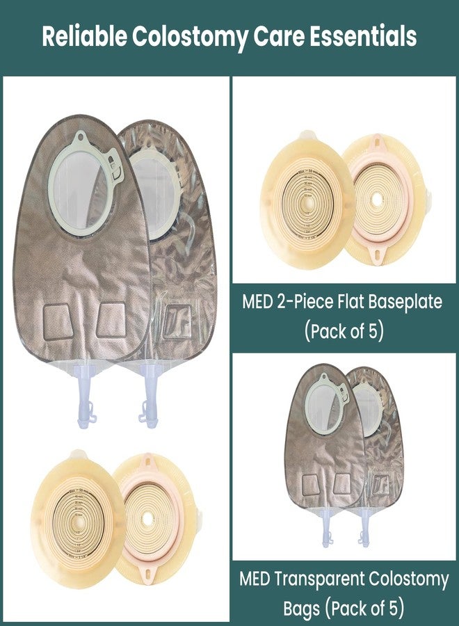 Med Coloplast 1972 Flat Base Plate 50mm with MED 11855 Transparent Urostomy Bag, 2-Piece Anti-Reflux Drainable Ostomy System, Secure Spiral Adhesive, Leak-Resistant Medical Pouch - PU 250 (5) - Image 3