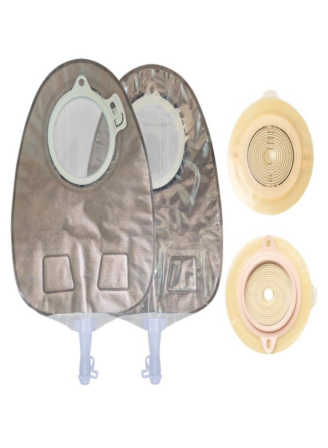 Med Coloplast 1972 Flat Base Plate 50mm with MED 11855 Transparent Urostomy Bag, 2-Piece Anti-Reflux Drainable Ostomy System, Secure Spiral Adhesive, Leak-Resistant Medical Pouch - PU 250 (5) - Image 1