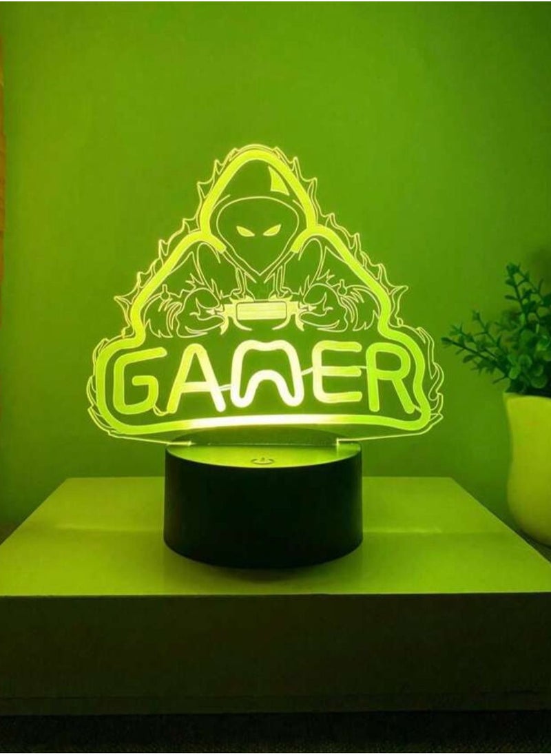 ماركة غير محددة - مصباح LED بتصميم ثلاثي الأبعاد لتزيين الطاولة متعدد الألوان نمط القيمينق - Image 1