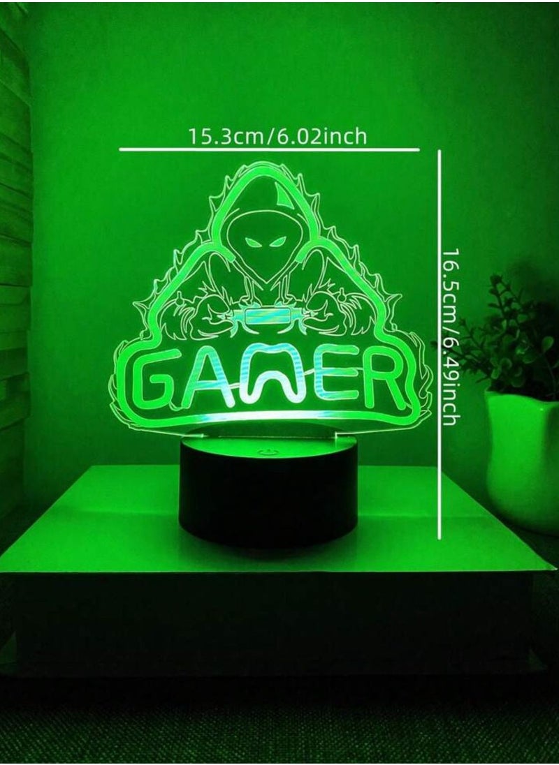 ماركة غير محددة - مصباح LED بتصميم ثلاثي الأبعاد لتزيين الطاولة متعدد الألوان نمط القيمينق - Image 1