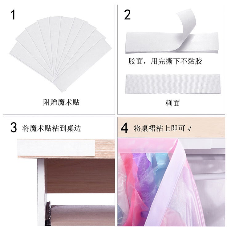 Double-Layered Wavy Table Skirt Wicker Table Skirt Birthday Christmas Party Wedding Tutu Gauze Table Skirt Wedding - Image 4