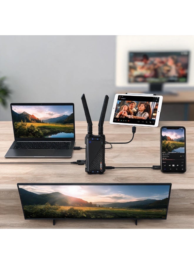 مجموعة موسع HDMI لاسلكي، 1080P عالي الدقة، مدى 400 متر، 1 جهاز إرسال + 3 أجهزة استقبال - Image 5