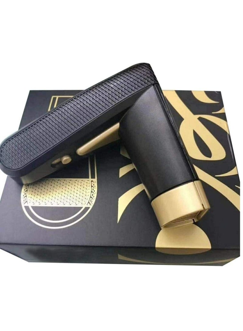 راكسوم مبخرة صغيرة محمولة، بخور كهربائي مسلم رمضان دخون قابل لإعادة الشحن USB للملابس المنزلية، مبخرة بلاستيكية محمولة باليد، أسود/ذهبي - Image 4