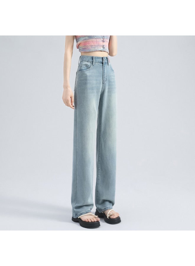 EPTISON Women's Fashion Jeans 2025 Summer Tencel Lyocell Thin High-waisted Loose Wide-leg Pants - Image 5