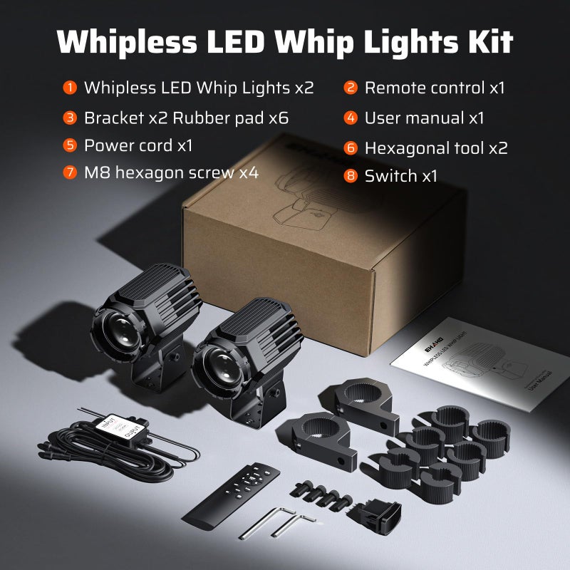 Ehaho أضواء إيهاو بدون خفقان LED، أضواء فضائية مختلطة بألوان RGBW مزدوجة، مع مفتاح دوار وجهاز تحكم عن بعد لأضواء الخفقان للسيارات الجانبية، أضواء فضائية لـ SXS UTV RZR Can-Am Maverick X3 كاواساكي بولاريس - Image 5