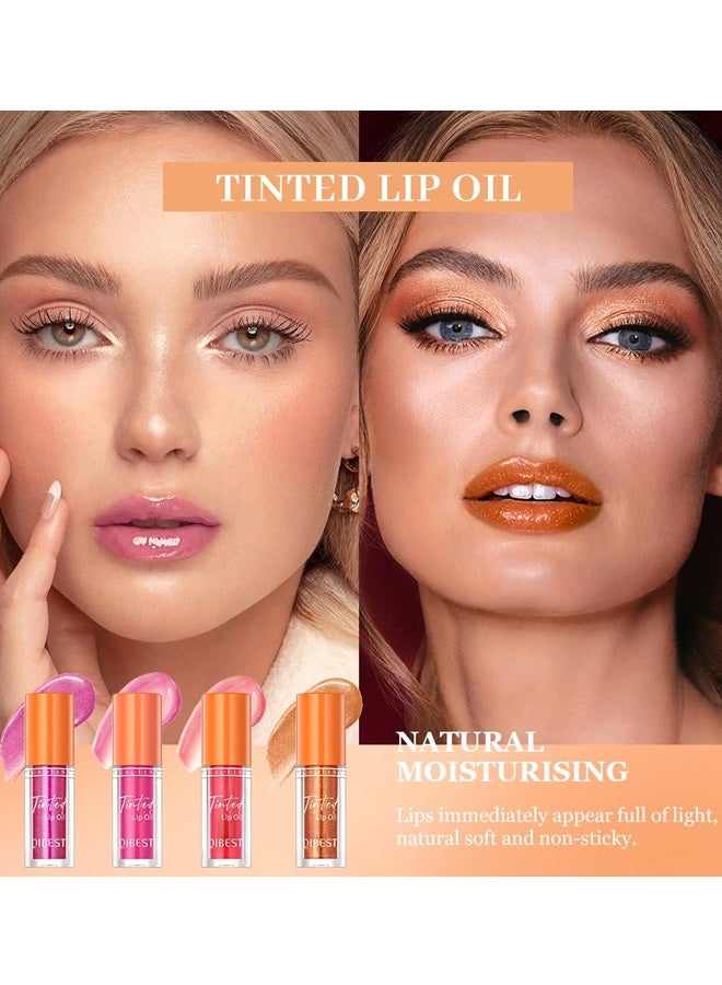 كيو آي بست 4 ألوان زيت شفاه ملون مرطب زيت توهج الشفاه فرشاة كبيرة لمعان الشفاه مرطب الرأس ملمع شفاه لامع شفاف ملمع شفاه ممتلئ صبغة شفافة لامعة ونباتية مرطب الشفاه ممتلئة (05 # 06 # 07 # 08 #) - Image 3