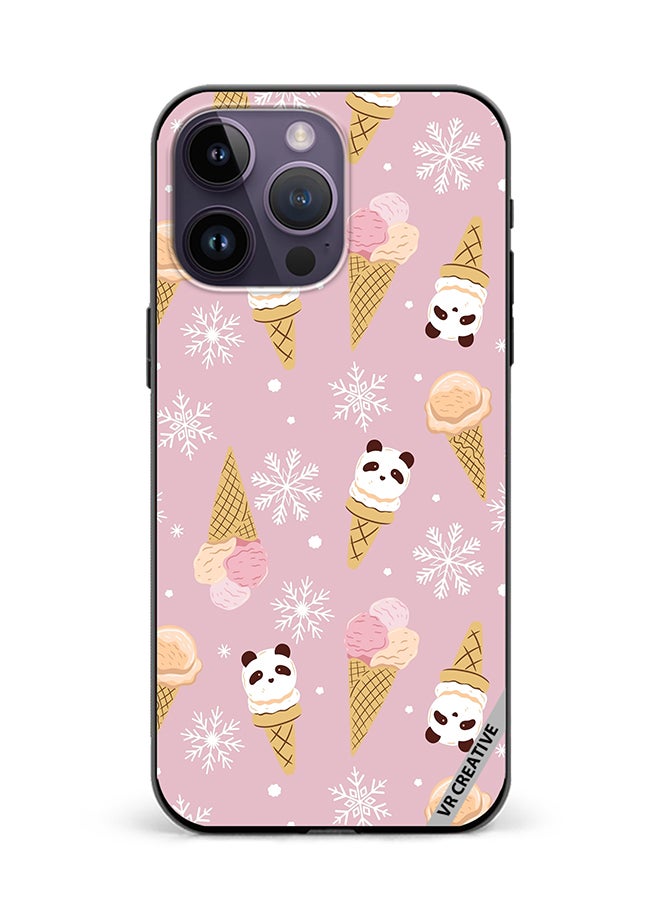 VR CREATIVE Protective Case Cover For Apple iPhone 16 Pro Max Ice Cream In Waffle Cups And In The Shape Of A Panda Design Multicolour
