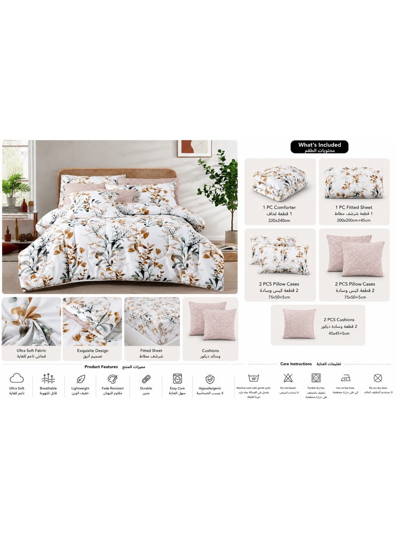 Luxury 8-Piece Comforter Set – King Size, Microfiber Fabric, – Fits 200x200 cm size bed, soft 100 GSM filling - Image 2