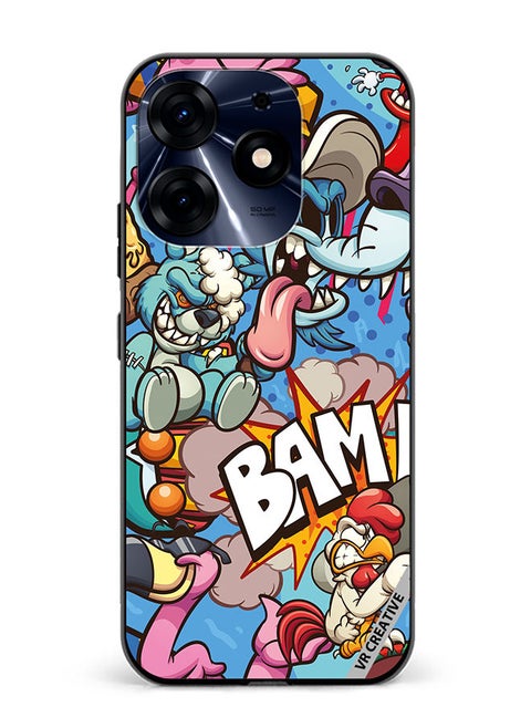 Protective Case Cover For Tecno Spark 10 Pro Cartoon Design Multicolour