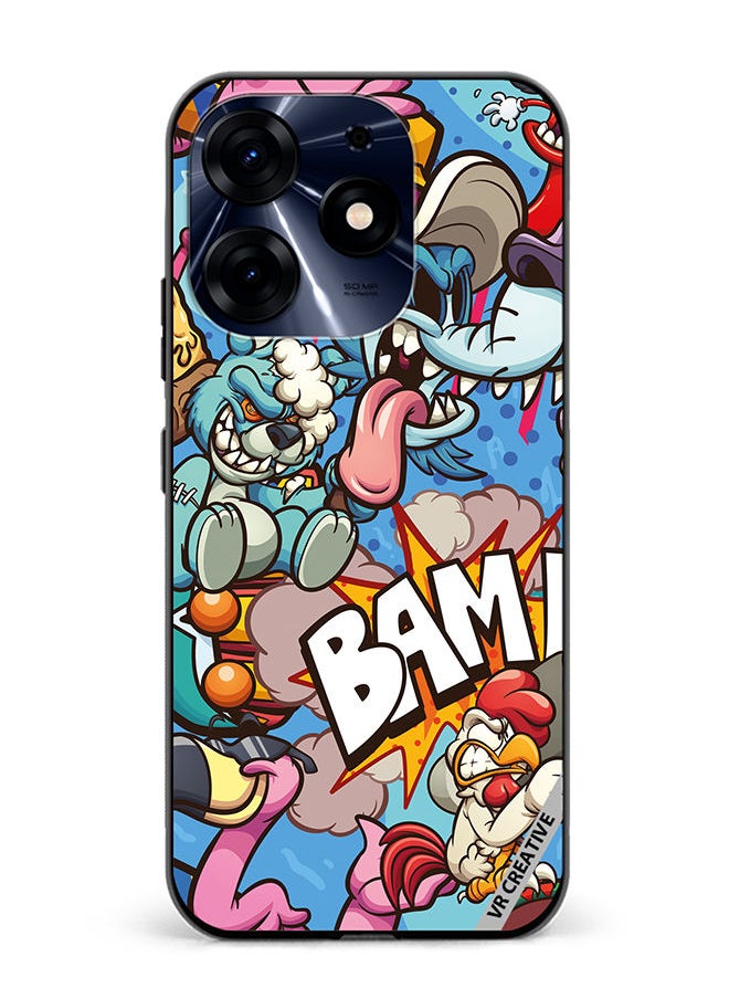 Protective Case Cover For Tecno Spark 10 Pro Cartoon Design Multicolour