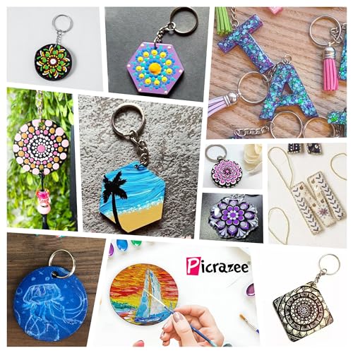 PICRAZEE DIY Wooden Plain MDF Cut Outs Alphabet A-Z Key Chains for Art &Craft, (26 Pcs) (Alphabets) - Image 5