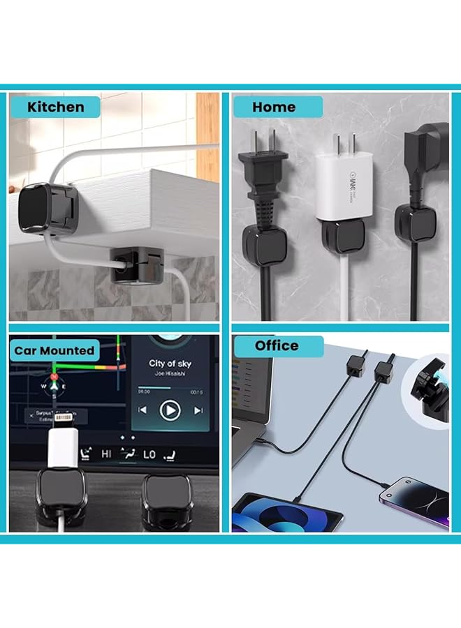 إيروريكس 6 قطع من مشابك الكابلات المغناطيسية ذاتية اللصق منظم الكابلات المغناطيسية لإدارة الكابلات وأسلاك الطاقة وكابلات التلفزيون USB وحامل منظم كابلات الشحن المخفية لتخزين كابلات المنزل والمكتب والسيارة - Image 5