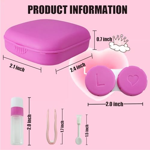 Erewa Contact Lens Case 2 Pack Portable Contact Lens Box Kit with Mirror Compact Soak Storage Kit for Travel Rose Red - Image 5