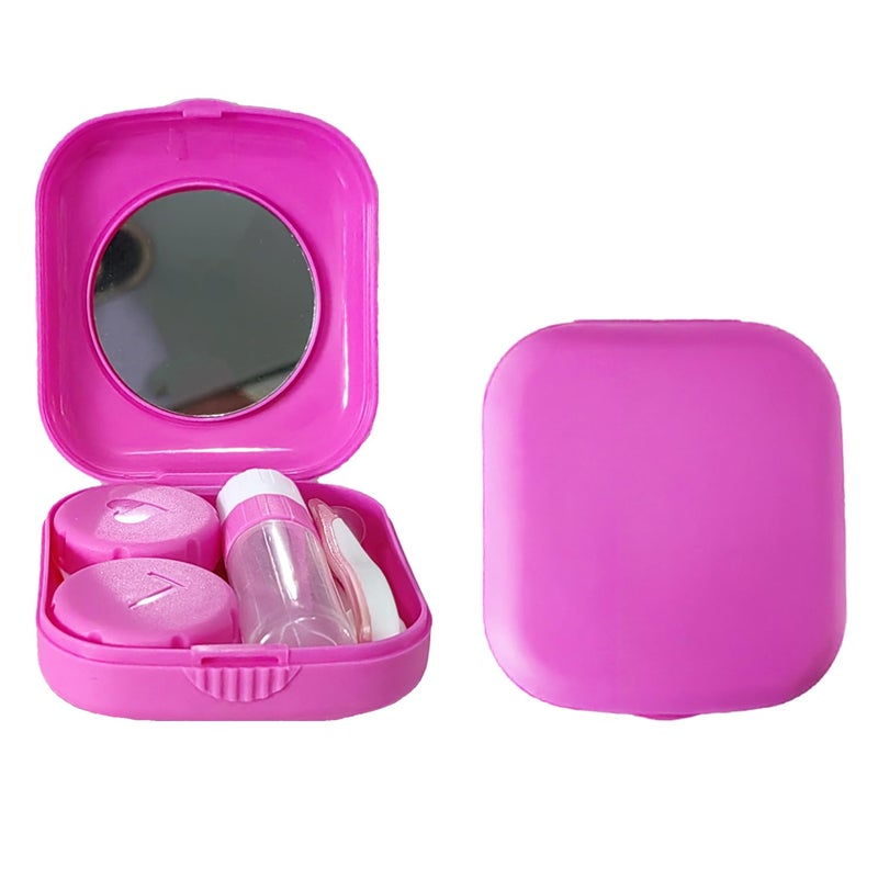 Erewa Contact Lens Case 2 Pack Portable Contact Lens Box Kit with Mirror Compact Soak Storage Kit for Travel Rose Red - Image 3