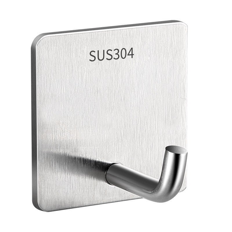 1 x 5 pcs Stainless Steel Acrylic Adhesive Hooks Wire-drawing silver [send double-sided adhesive]