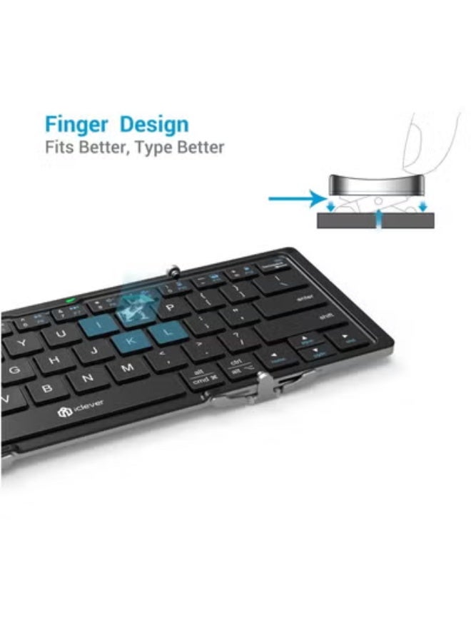 AROAQ Foldable Keyboard, BK03 Portable Keyboard with Stand Holder (Sync Up to 3 Devices), Full-Size Bluetooth Keyboard for iPhone, iPad, Smartphone, Laptop, Tablet - Image 4