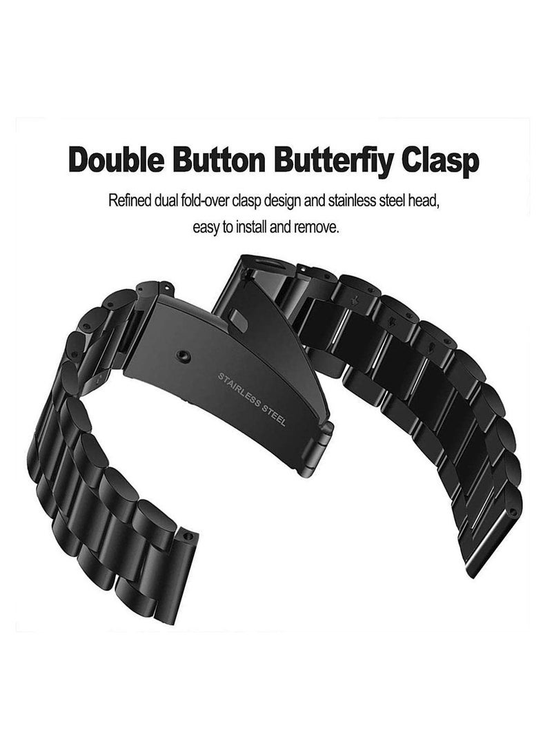 Quick Release Stainless Steel Metal Replacement Straps 20mm Compatible With Samsung Galaxy Watch- 42mm Smartwatch  -Black - Image 1