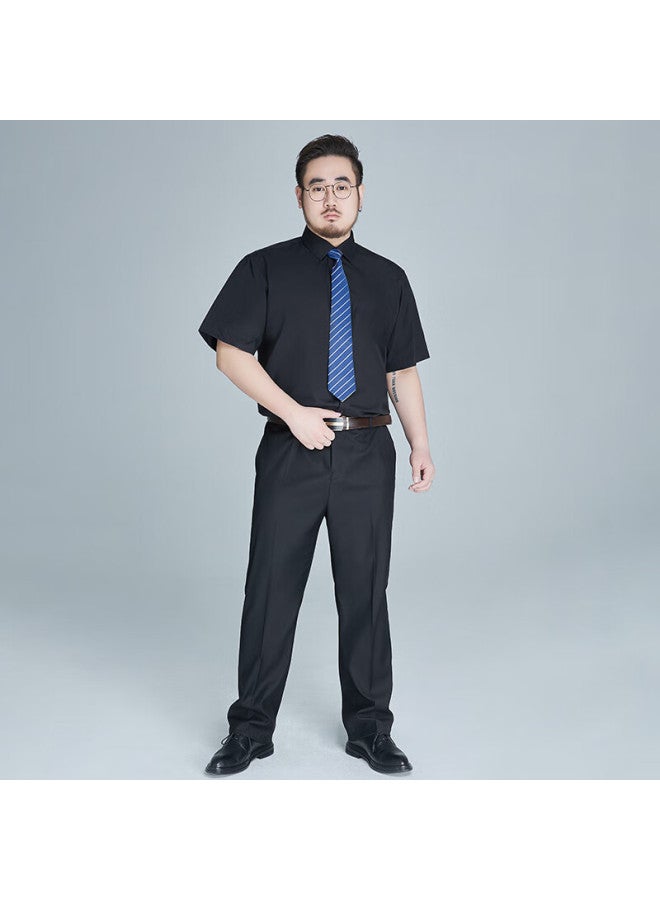 Ayoupang Ayou Pang Plus Size Wrinkle-free Anti-wrinkle Formal Short-sleeve Shirt Men Loose Wrinkle-free Solid Color Business Casual Elastic Big White Shirt - Image 2