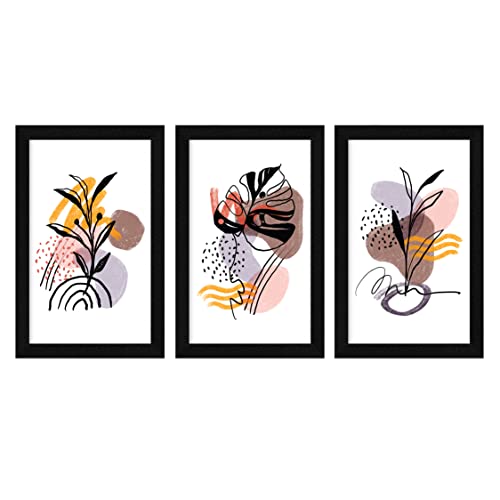ArtX Paper Abstract Wall Frame Art Painting, Framed Paintings, Multicolor, Abstract, 13.0 X 25.5 inches(Combined), 8.5 X 13.0 each, Set of 3 (Abstract Leaves) - Image 1